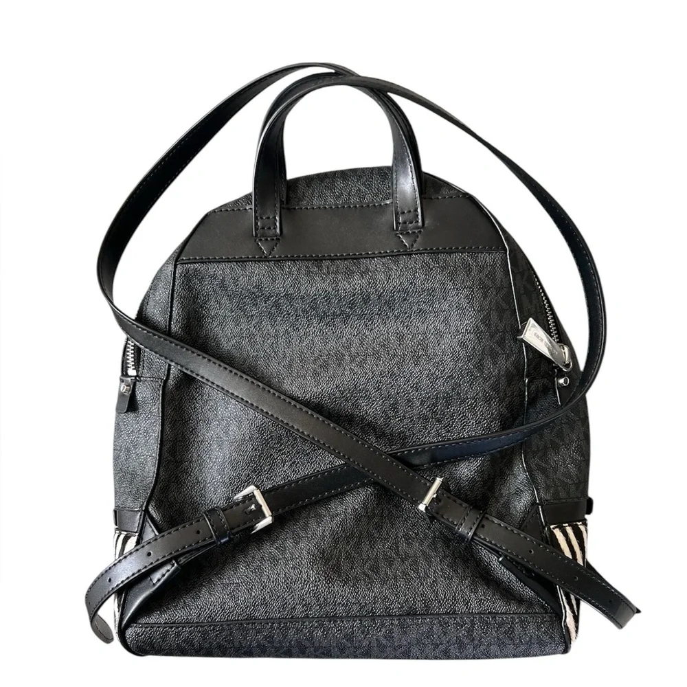 Michael Kors Rhea Medium Studded Logo and Zebra Backpack NWOT